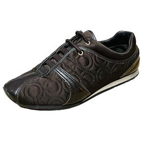 Coach Kellee Brown Satin Leather Designer Slip On Sneakers Womens